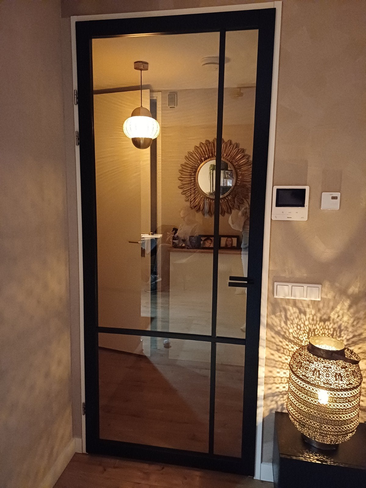 mooie zwarte kamerdeur met glas ,links draaiend, Ophalen, 80 tot 100 cm, 215 cm of meer, Binnendeur
