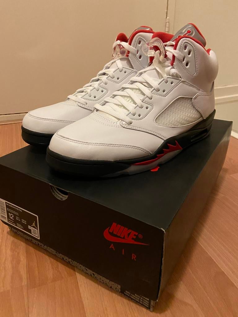 Nike Air Jordan V 5 Retro Fire Red Silver Tongue EU 46 DS, Verzenden, Wit, Nieuw, Sneakers of Gympen