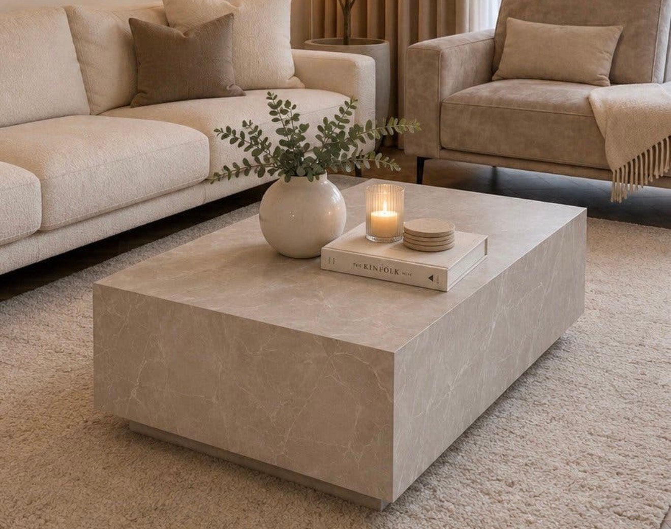 Westwing Lesley salontafel 120x75cm travertijn look twv €799, Ophalen of Verzenden