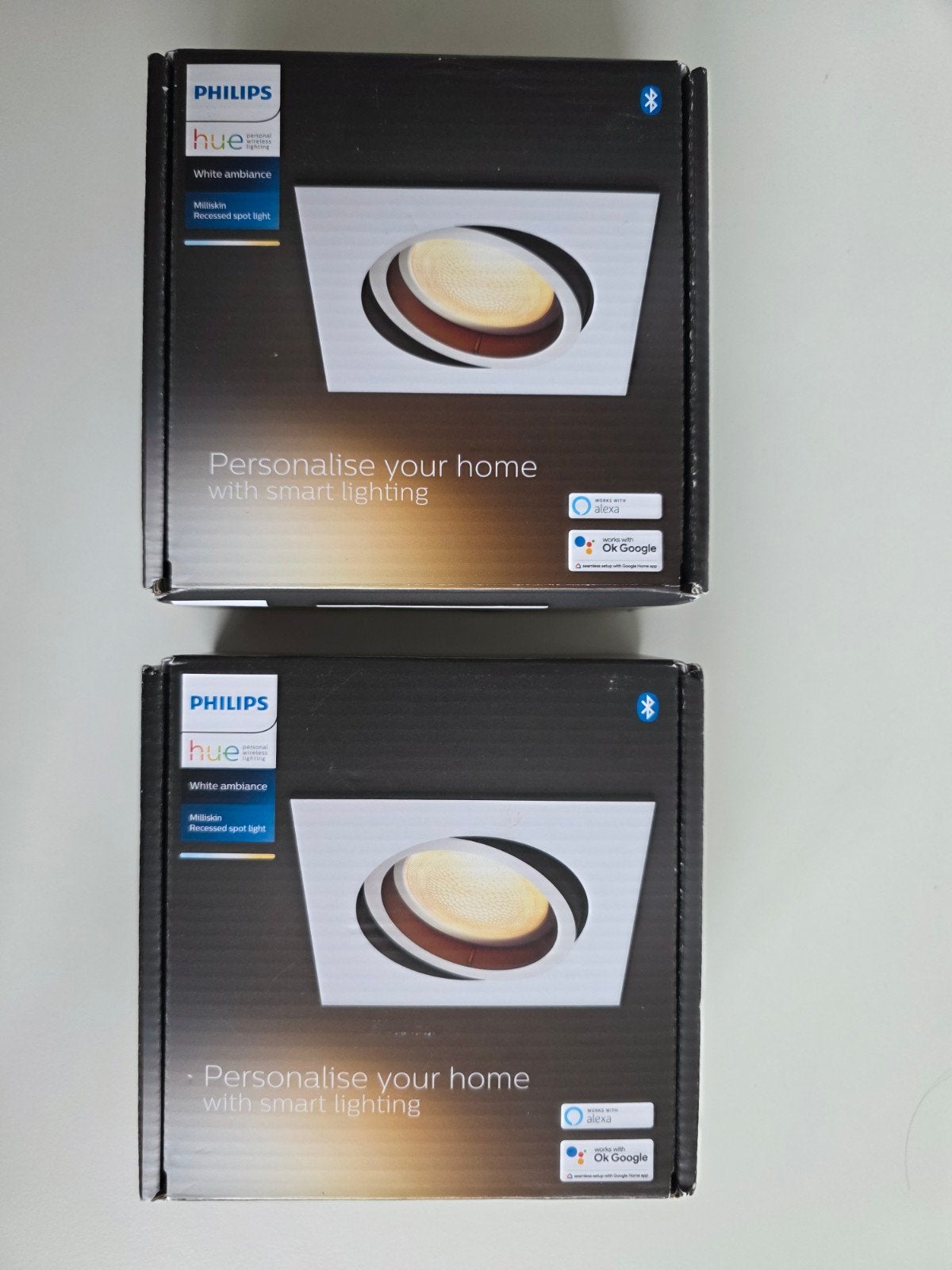 Philips Hue Miliskin Inbouwspot - 2 stuks - Nieuw, Ophalen of Verzenden, Nieuw, Plafondspot of Wandspot