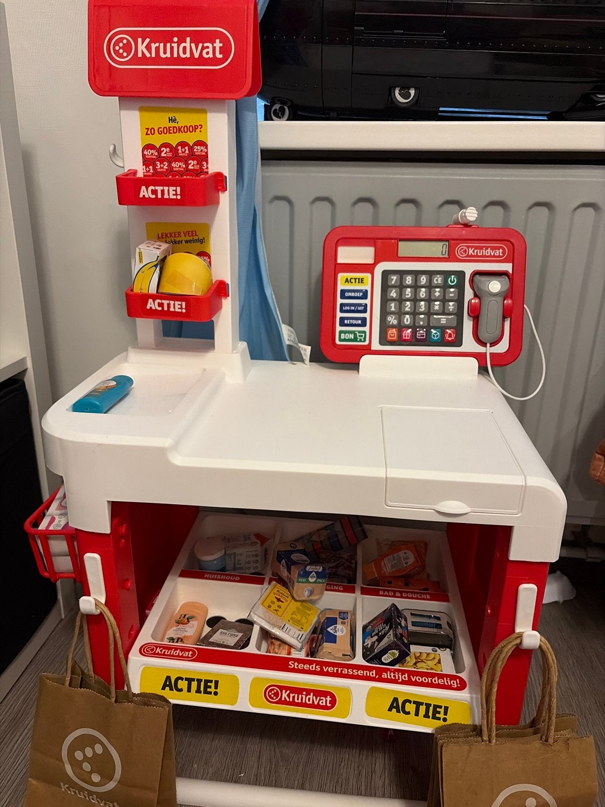 Kruidvat Speelgoed Kassa met Winkel en Accessoires, Ophalen, Zo goed als nieuw, Jongen of Meisje