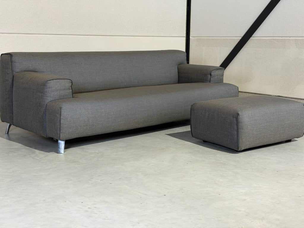 Leolux Oscar bank met hocker - grijs, Ophalen, Gebruikt, Marinus Dammeweg 42, 5928 PW Venlo, Nederland, 100 tot 125 cm