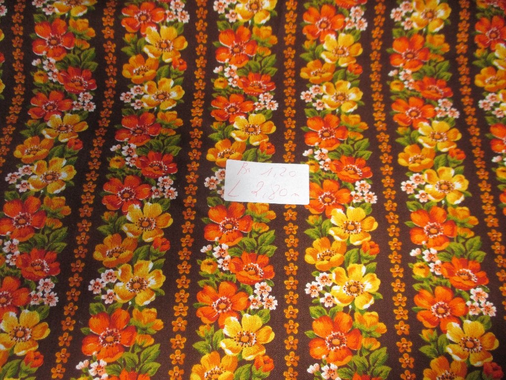 Vintage stof, Bruin, 120 cm of meer, Nieuw, Ophalen of Verzenden
