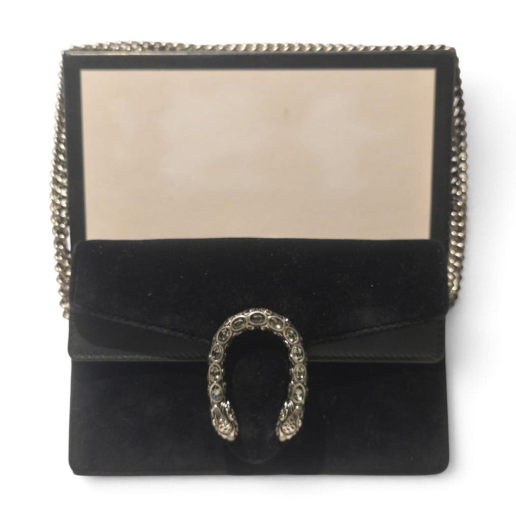 Gucci Black Mini Velvet Dionysus Bag 476432, Gucci, Gebruikt, Support@gucci.com, 30 Avenue Montaigne
75008 Paris