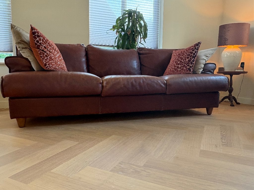 Luxe Leren Baxter 3 zits bank Italiaans avantgarde design, Huis en Inrichting, Ophalen, Gebruikt, Klassiek, Driepersoons