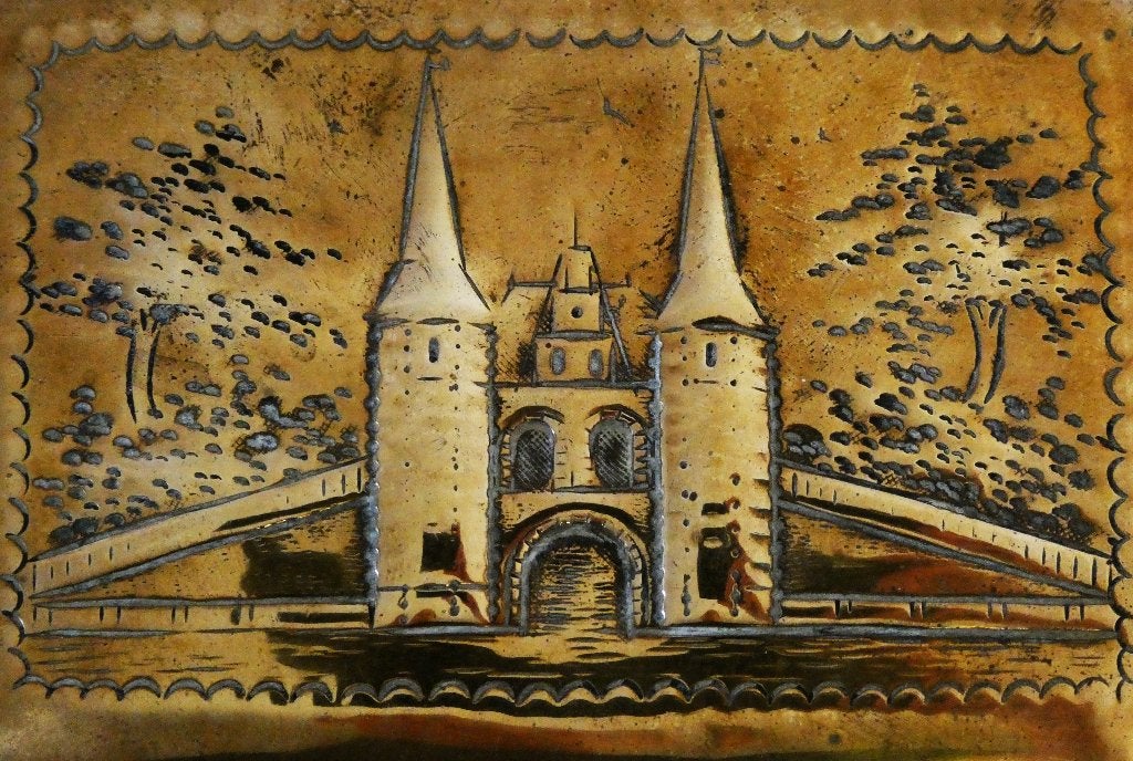Theedoos Sneek Friesland Leeuw stempel letter R Waterpoort, Antiek en Kunst, Ophalen of Verzenden
