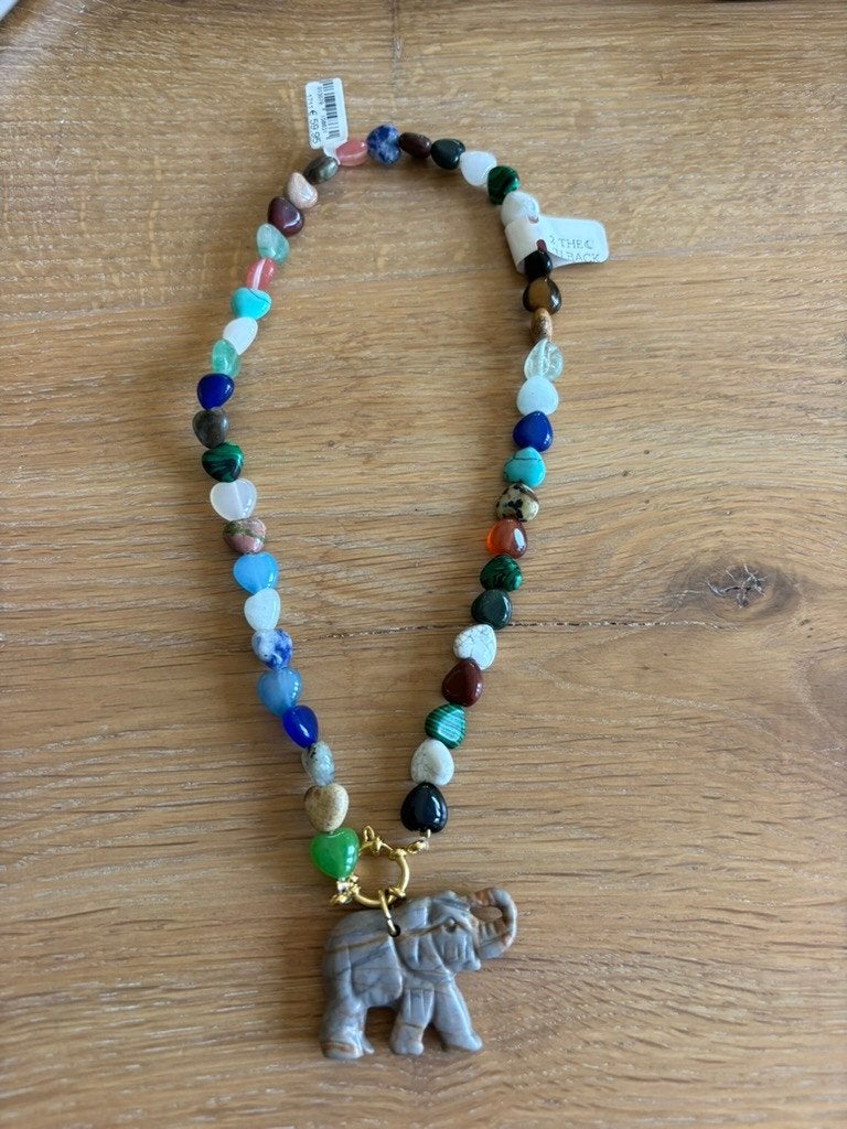 2 The Moon and Back Edelstenen Ketting met Olifant – Nieuw, Sieraden, Tassen en Uiterlijk, Kettingen, Overige kleuren, Verzenden