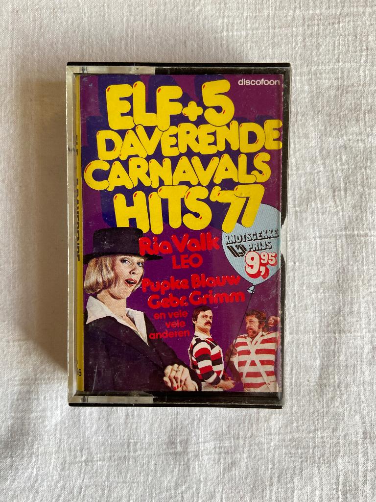 elf + 5 daverende carnaval hits '77 - cassette, Cd's en Dvd's, Cassettebandjes, Gebruikt, 1 bandje, Ophalen of Verzenden, Origineel