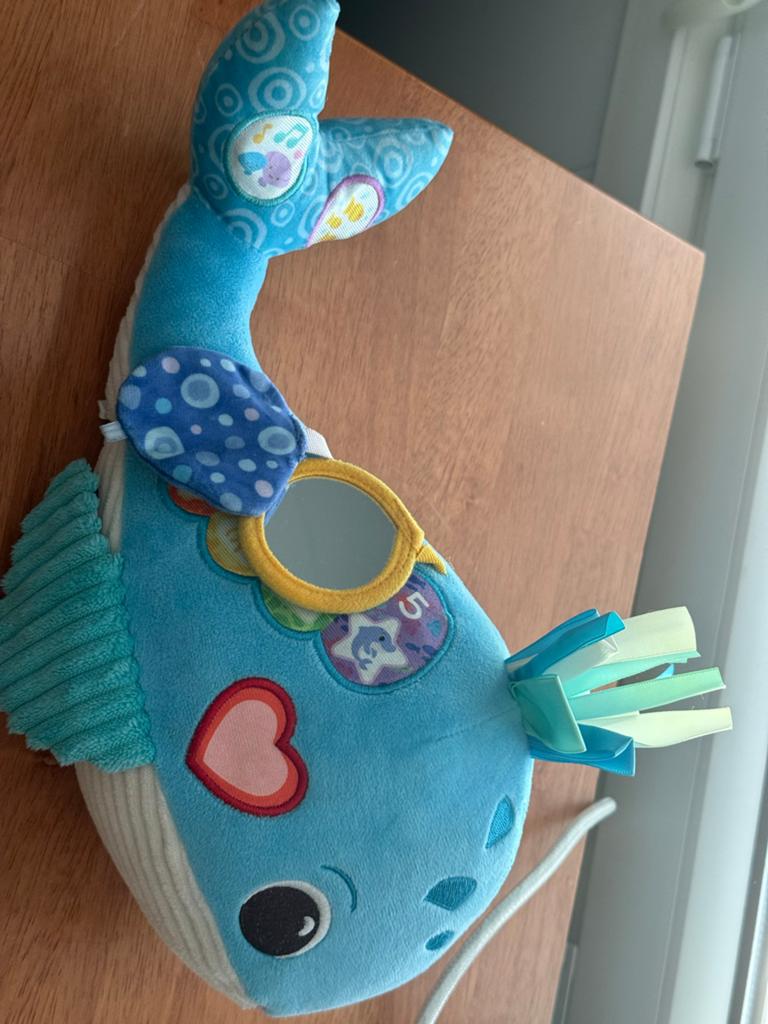 Zachte Walvis Knuffel met Spiegeltje en Rammelaars, Gebruikt, Met geluid, Overige typen, Blauw