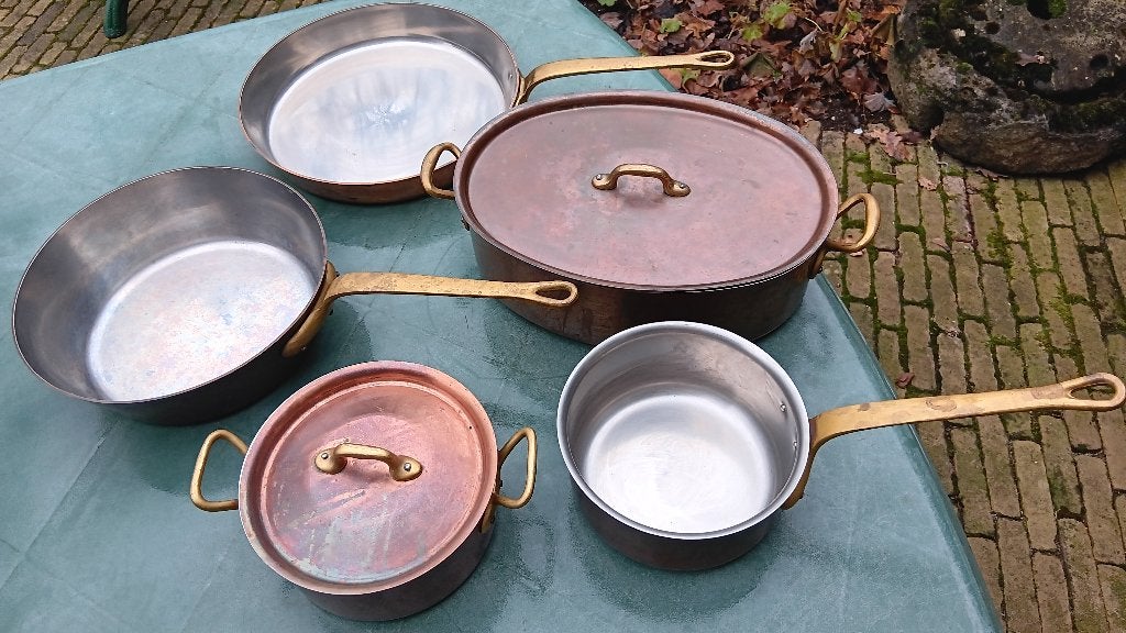 Vintage lot COPPER COOK pannenset inocuivre (K25), Koper, Pannenset, Ophalen of Verzenden, Zo goed als nieuw