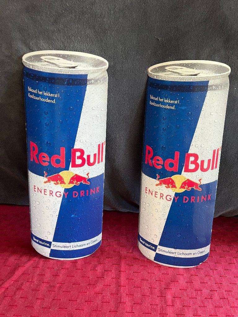 2x groot aluminium Red Bull reclamebord display 50x17.5 cm, Ophalen of Verzenden, Gebruikt, Reclamebord