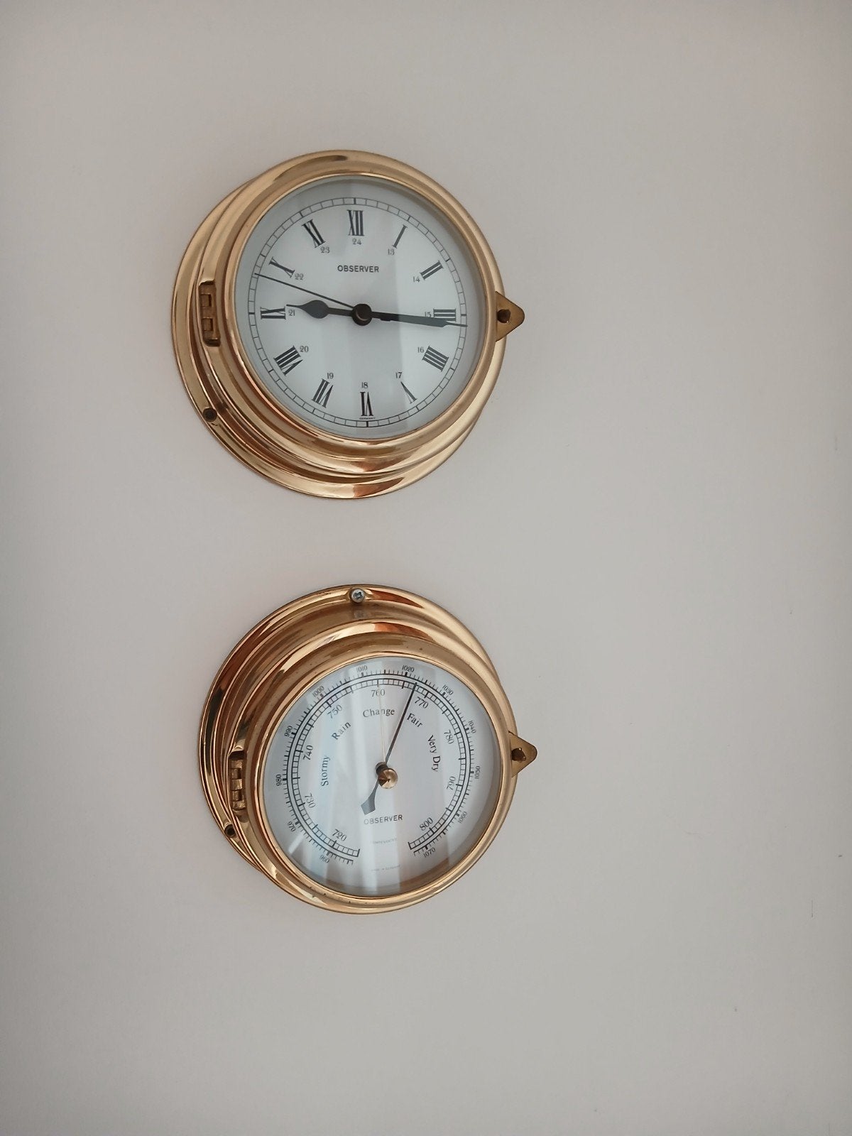 Messing scheepsklok en barometer set - Observer, Ophalen of Verzenden