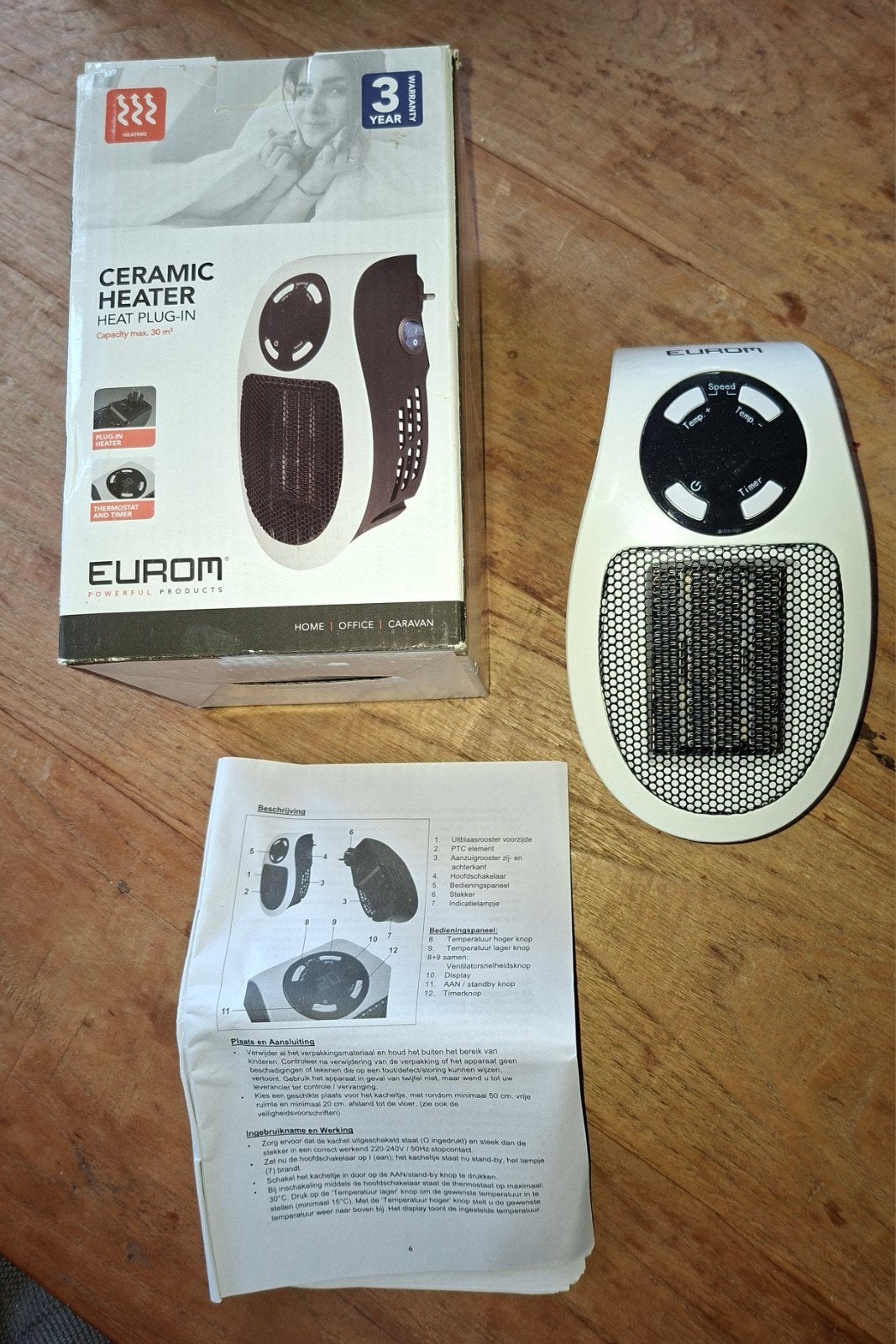 Eurom Keramische Kachel Plug-in Heater - Compact & Krachtig, Ophalen, Minder dan 30 cm, Kachel, Minder dan 60 cm