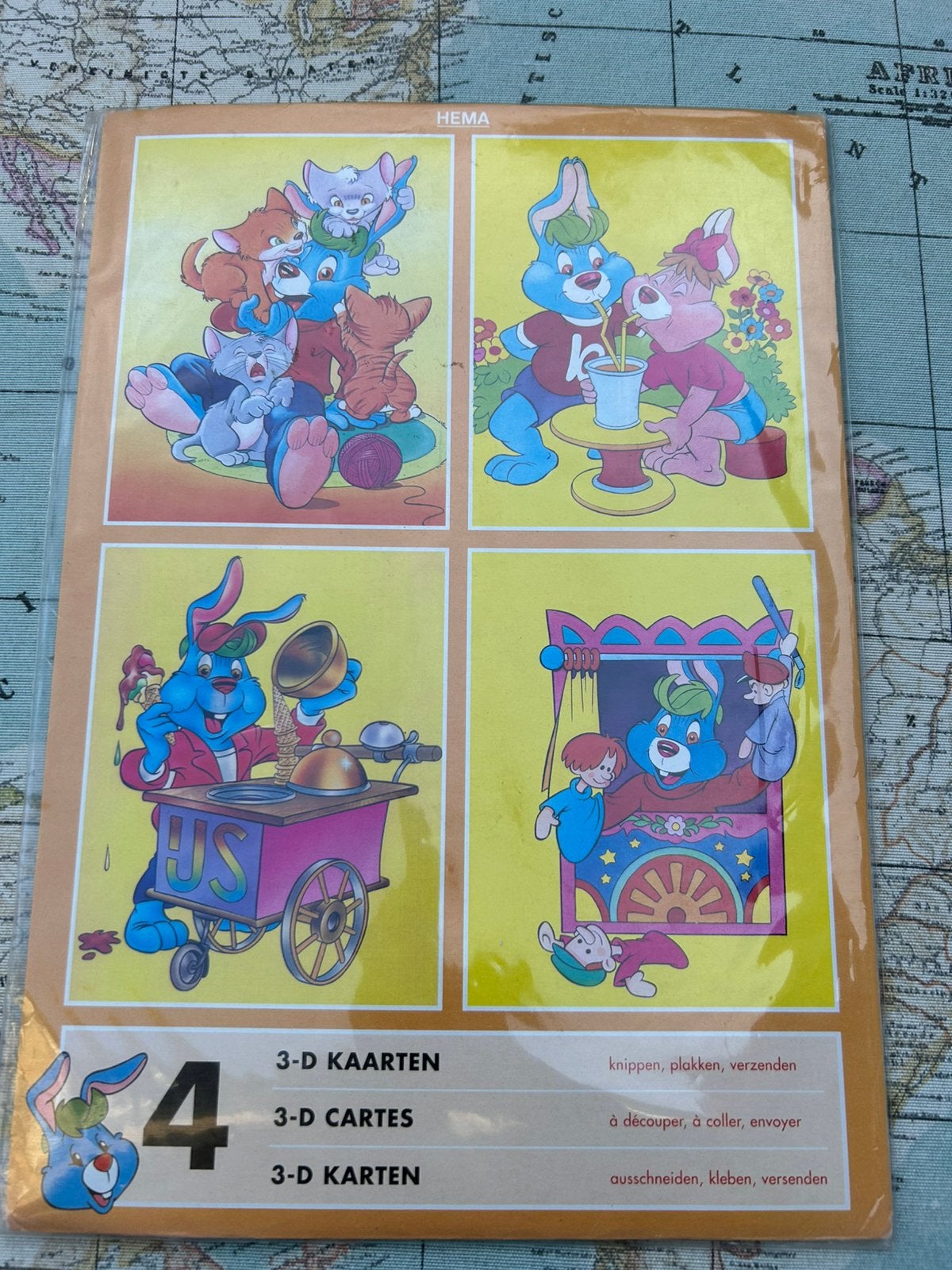 A.Vintage 3D pakketje Bobo konijn, Ophalen of Verzenden, Zo goed als nieuw, Overige thema's