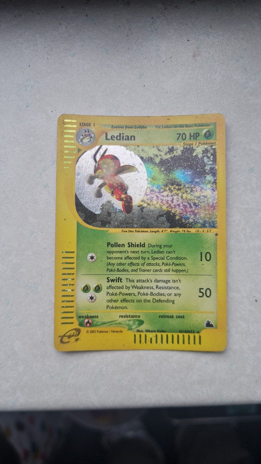 Ledian H14/H32 Skyridge holo rare pokemon card, Ophalen of Verzenden, Zo goed als nieuw