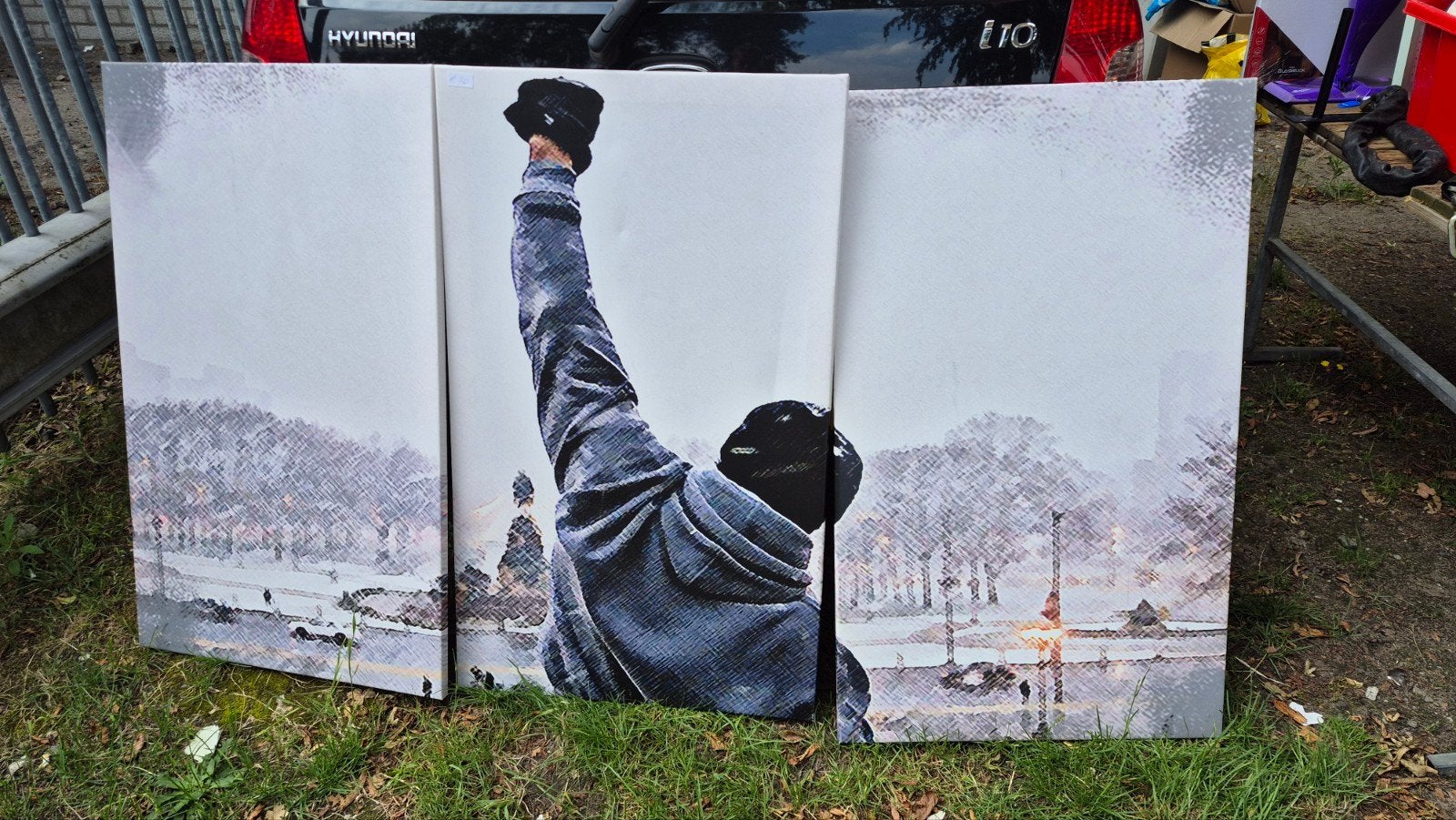 Modern Schilderij: Rocky Balboa Triptiek, Ophalen, Film, Op houten frame, Print