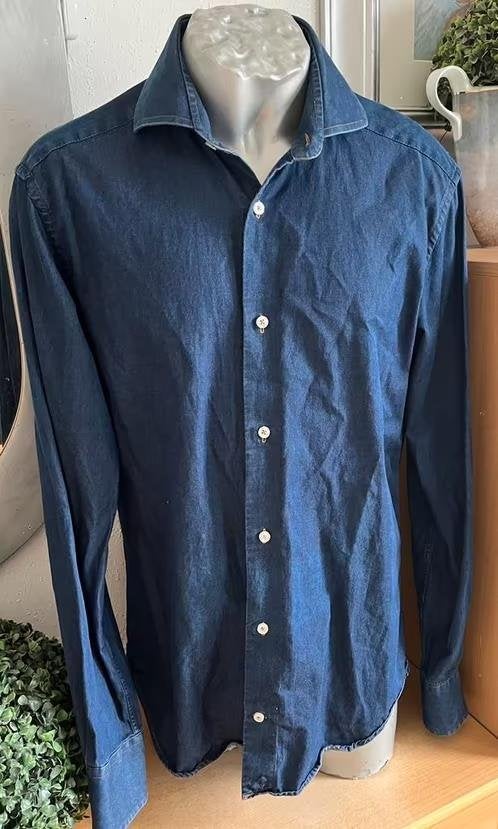 Cavallaro Napoli jeans overhemd maat 40, Ophalen of Verzenden, Zo goed als nieuw, Blauw, Halswijdte 39/40 (M)
