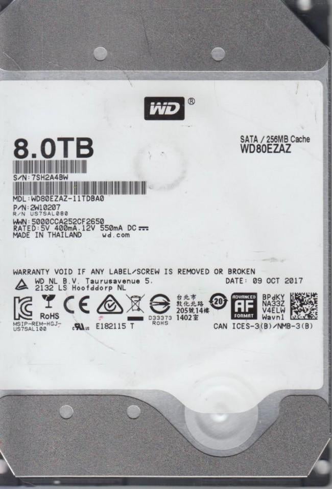 WD80EZAZ 8TB Sata (= wd red plus) 33 op voorraad, Intern, Gebruikt, 8 Tb, Western Digital