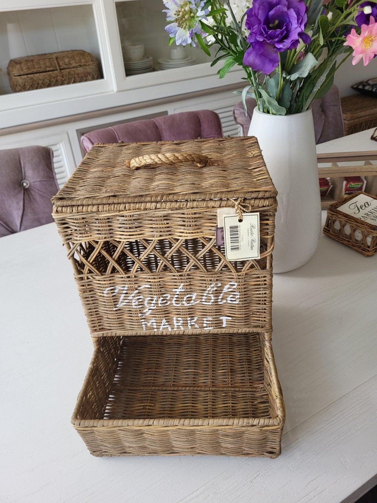 Rivièra Maison Rustic Rattan Vegetable Market Basket M, Ophalen, Nieuw, Rechthoekig, Riet