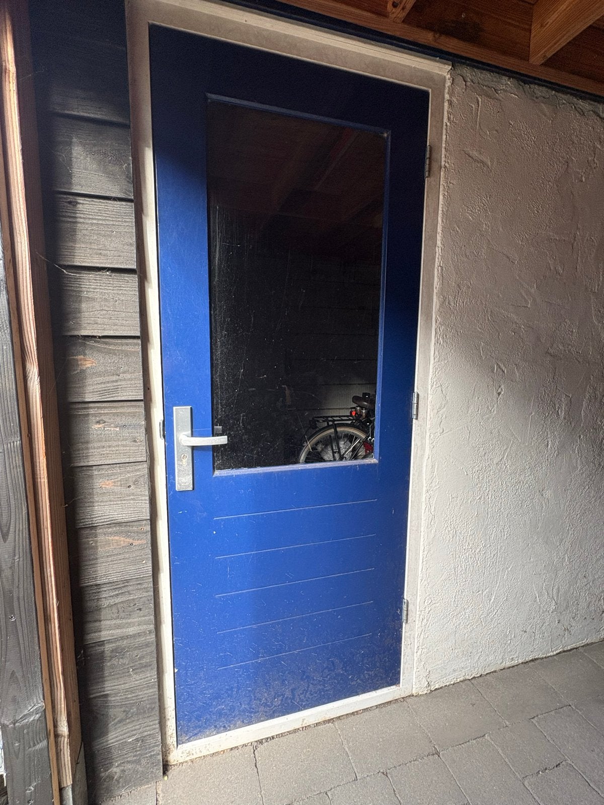 Schuurdeur enkel glas - 210x85 cm, Doe-het-zelf en Verbouw, Deuren en Horren, Ophalen, Gebruikt, 80 tot 100 cm, Buitendeur