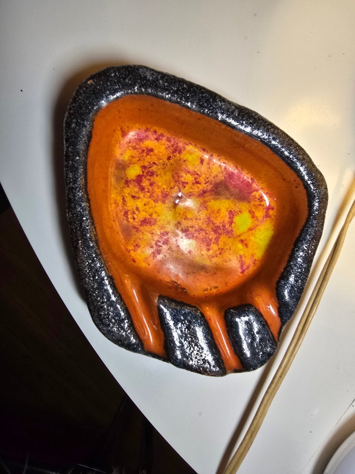 Vintage Fat Lava Stijl Asbak - Oranje/Zwart, Ophalen