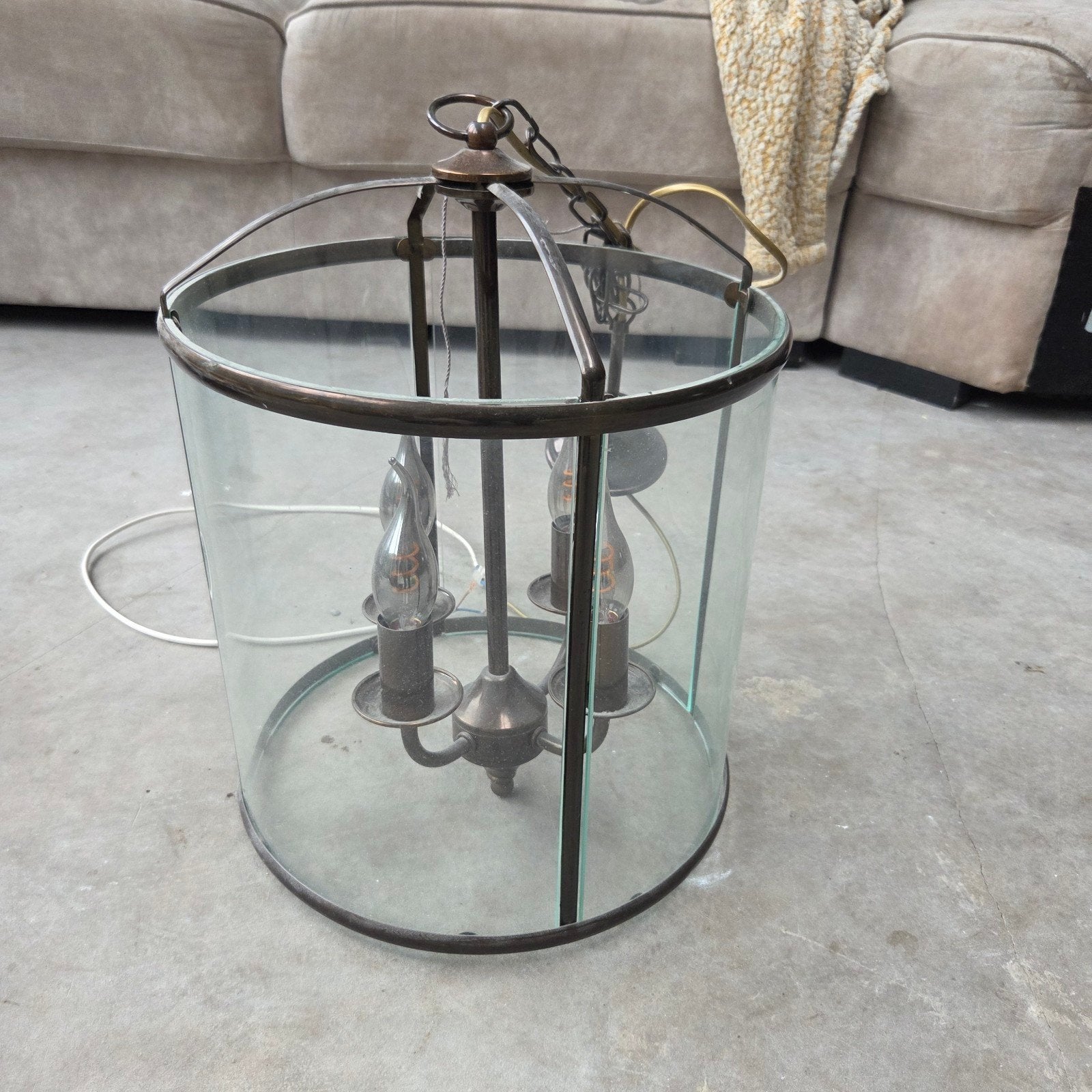 Klassieke lantaarn hanglamp, Gebruikt, E14 (klein), Glas, Ophalen