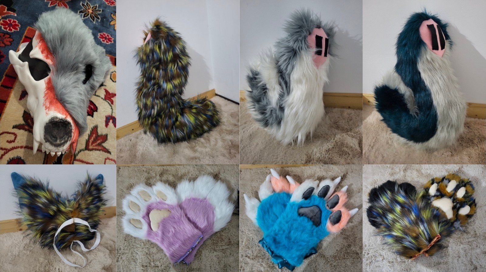 Fursuit parts handpaws wings head tail, Ophalen of Verzenden