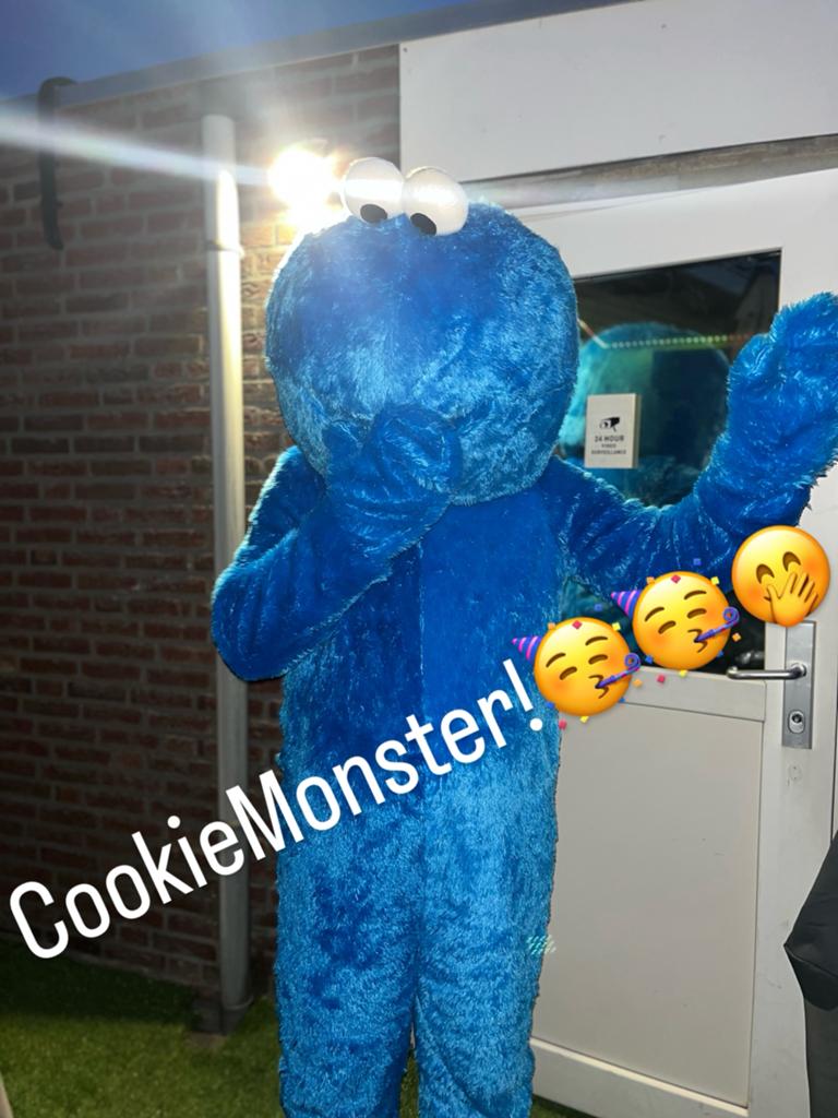 COOKIEMONSTER MASCOTTE VERHUUR, Ophalen of Verzenden, Zo goed als nieuw, Verjaardag