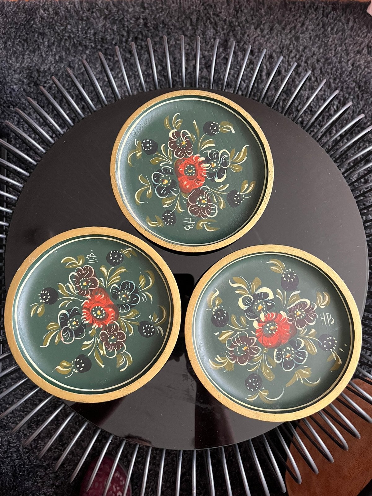 3 houten handgeschilderde wandbordjes, Ophalen of Verzenden