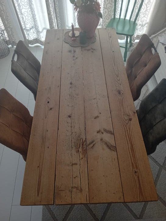 Houten eettafel 6 personen, Ophalen of Verzenden, Gebruikt