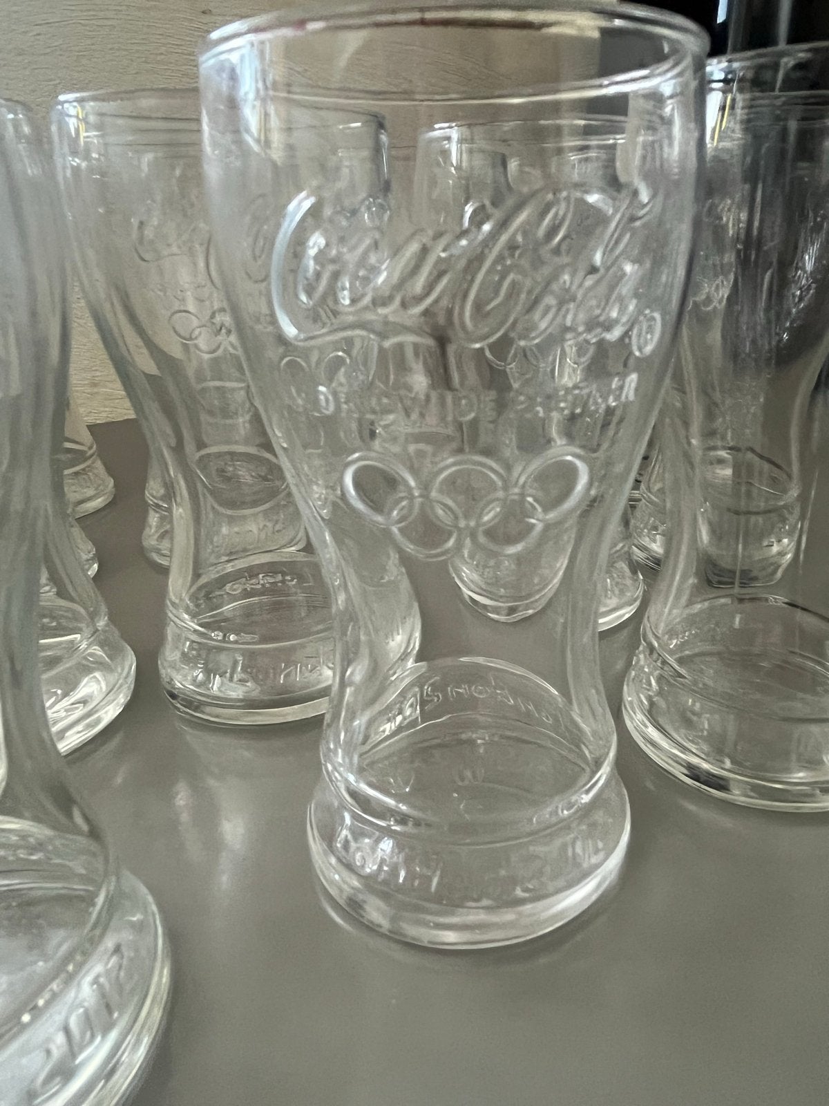 Coca-Cola Olympische Spelen glazen set, Ophalen, Zo goed als nieuw, Frisdrankglas