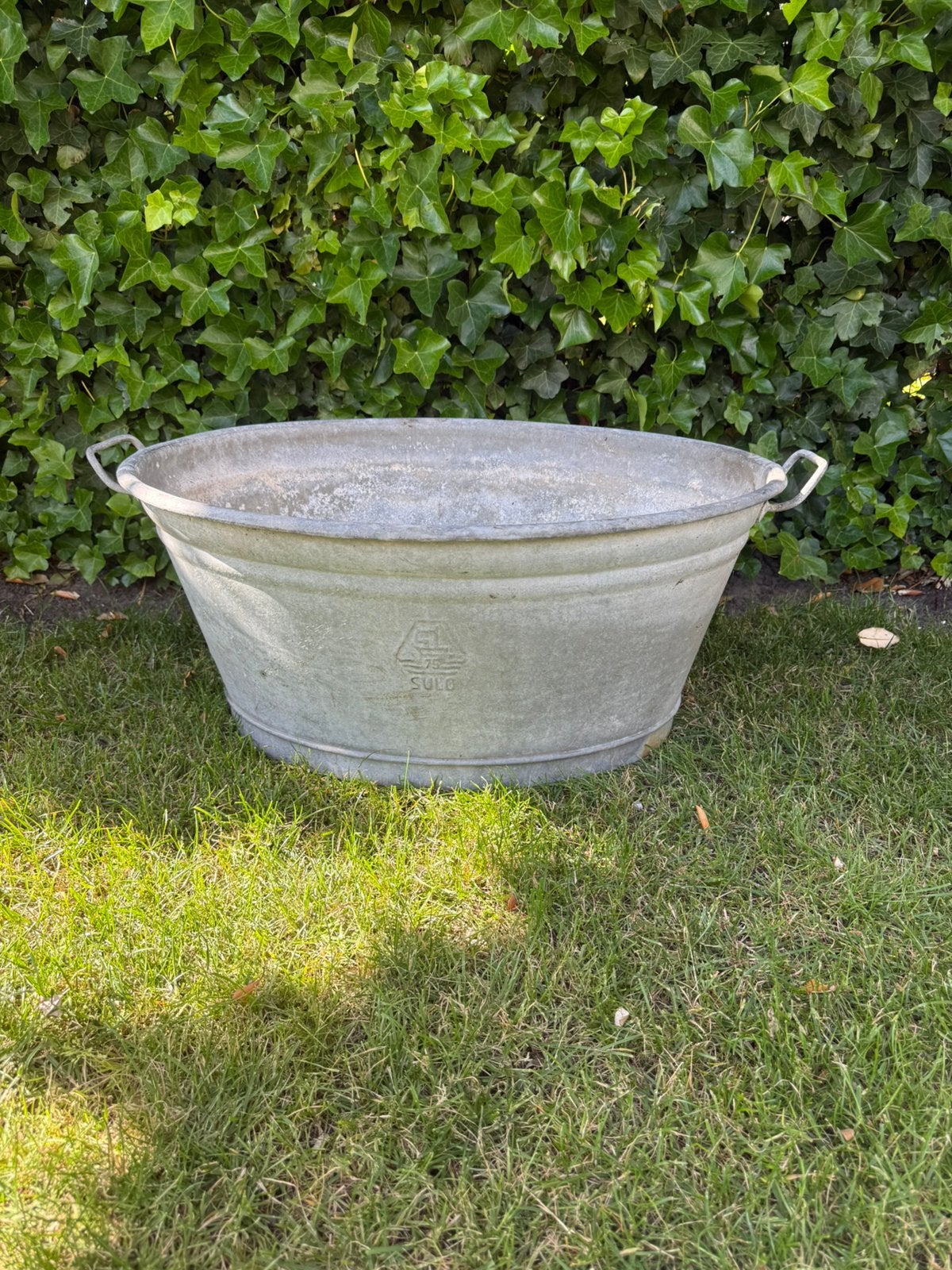 antieke zinken teil SULO 75x62x33, Ophalen, Gebruikt, Metaal, Tuin