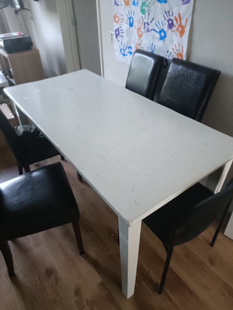 Eettafel wit groot, Huis en Inrichting, Tafels | Eettafels, Ophalen, Gebruikt, 50 tot 100 cm, Vijf personen of meer