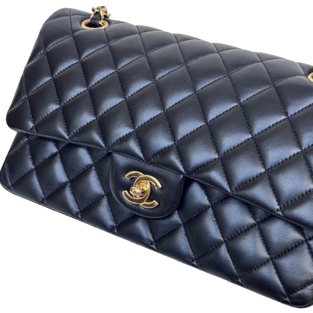 Chanel classic double flap zwart goud hardware handtas ghw image 2