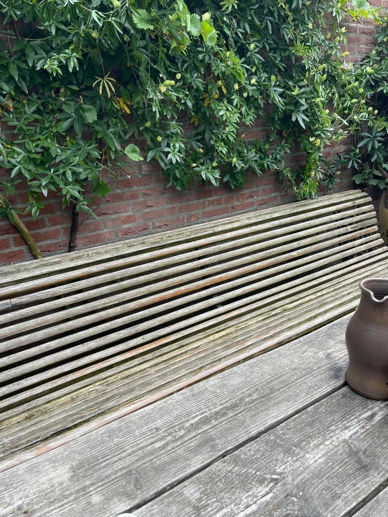 Prachtige grote antieke tuinbank boerderij bank, Ophalen, Gebruikt, Hout