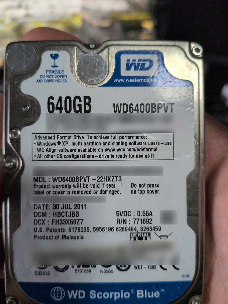 WD Scorpio Blue 640GB 2.5 inch SATA laptop harde schijf HDD, Computers en Software, Intern, Gebruikt, 640 GB, Laptop