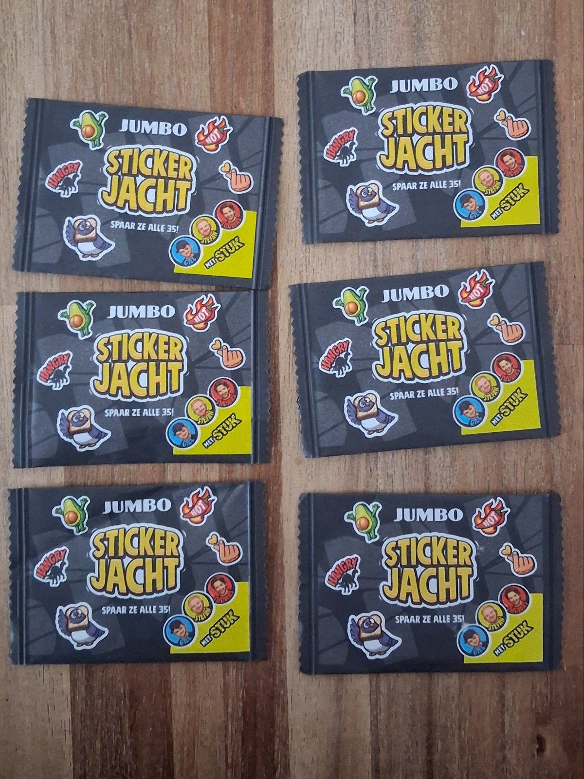 Jumbo sticker jacht, Ophalen, Winkel, Super of Benzinepomp, Zegels, Bonnen of Punten