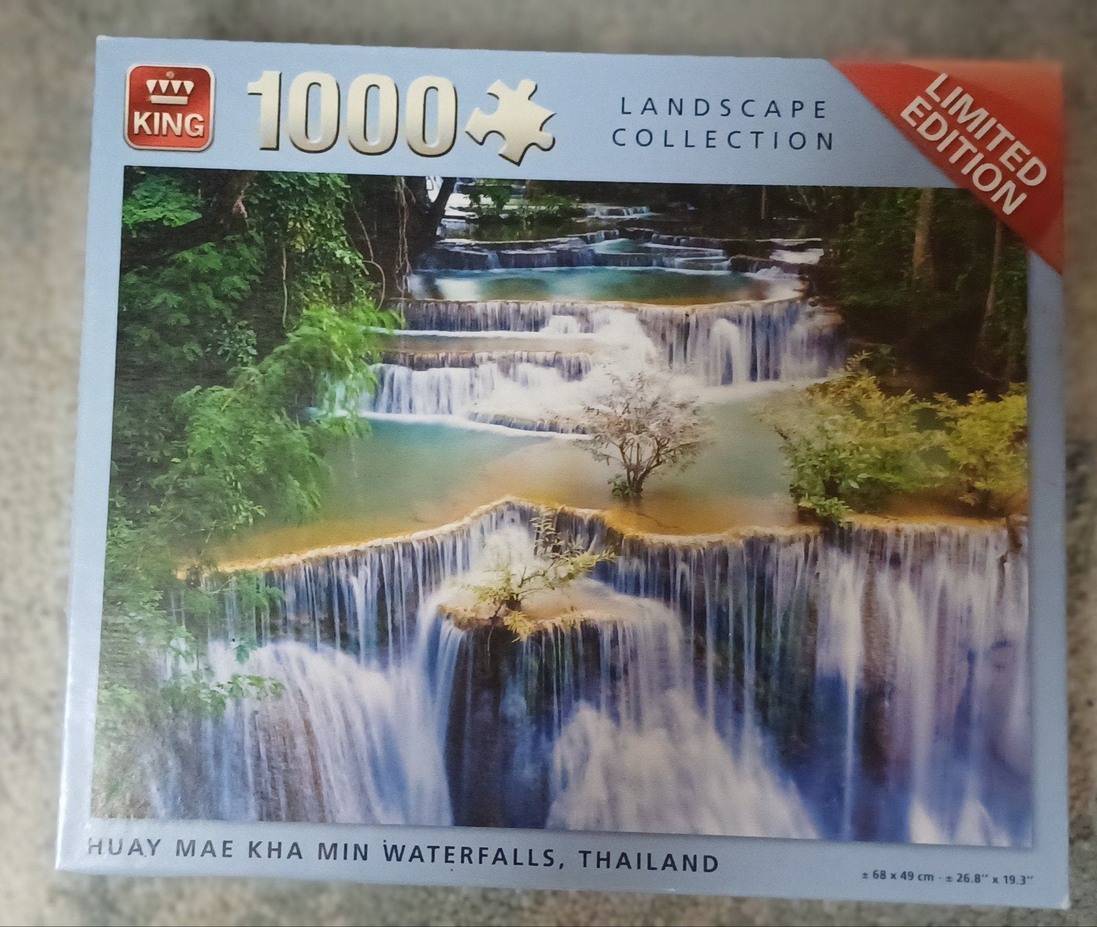 King legpuzzel  1000 stukjes Huay Mae Kha Min watervallen, Ophalen, 500 t/m 1500 stukjes, Zo goed als nieuw