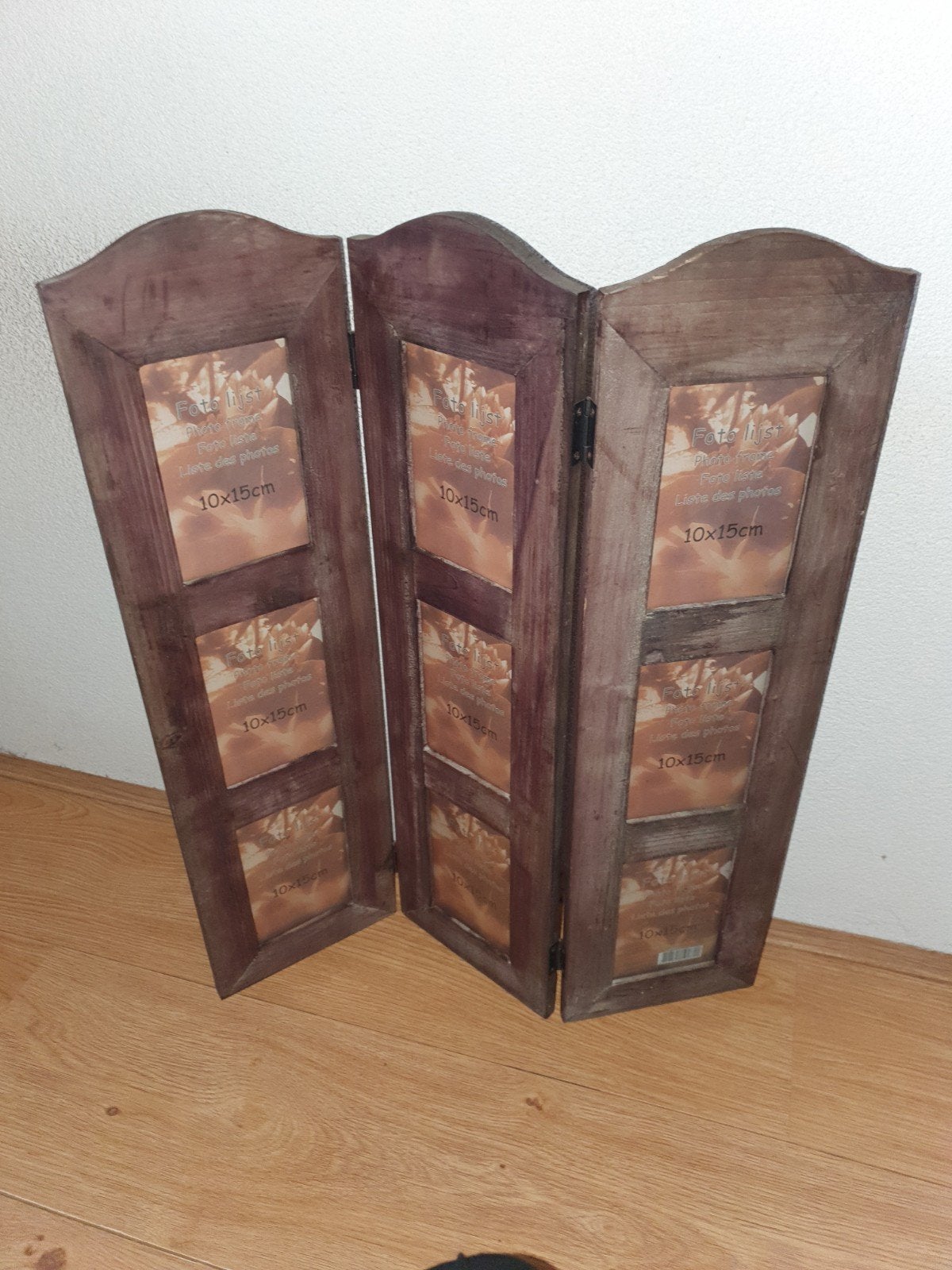 Drieluik fotolijst voor 9 foto's - Hout, Bruin, Gebruikt, Met glas, Hout