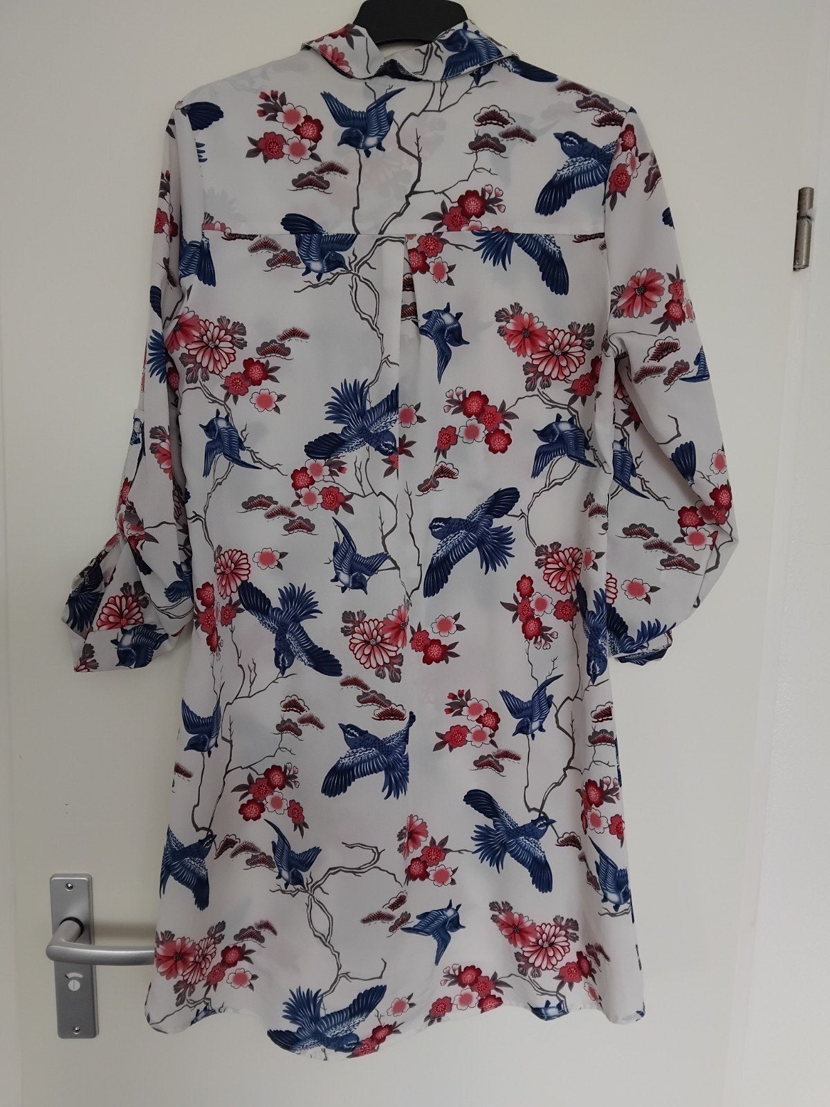 Madison blouse/  jurk met vogel- en bloemenprint, Kleding | Dames, Maat 38/40 (M), Wit, Ophalen of Verzenden, Zo goed als nieuw