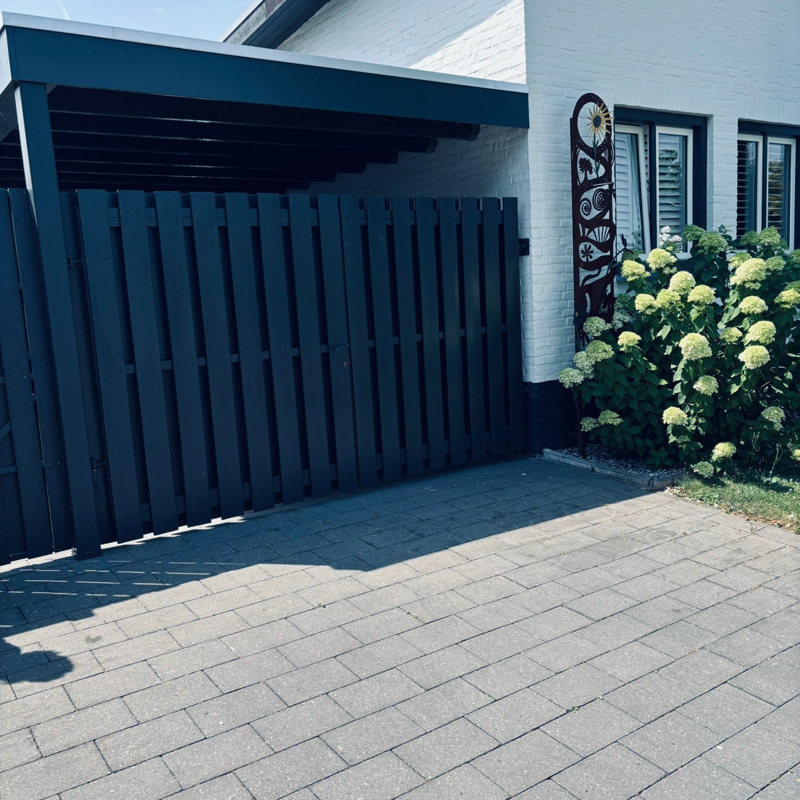 Grote stevige houten poort, Tuin en Terras, Ophalen, Gebruikt, 150 tot 200 cm, IJzer