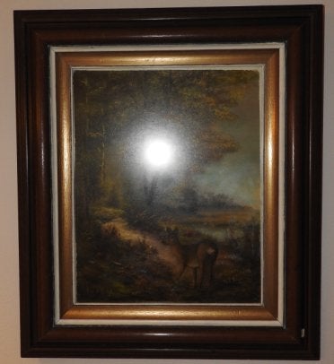 Schilderij met ree van F v d Rijt., Antiek en Kunst, Kunst | Schilderijen | Klassiek, Ophalen, Landschap