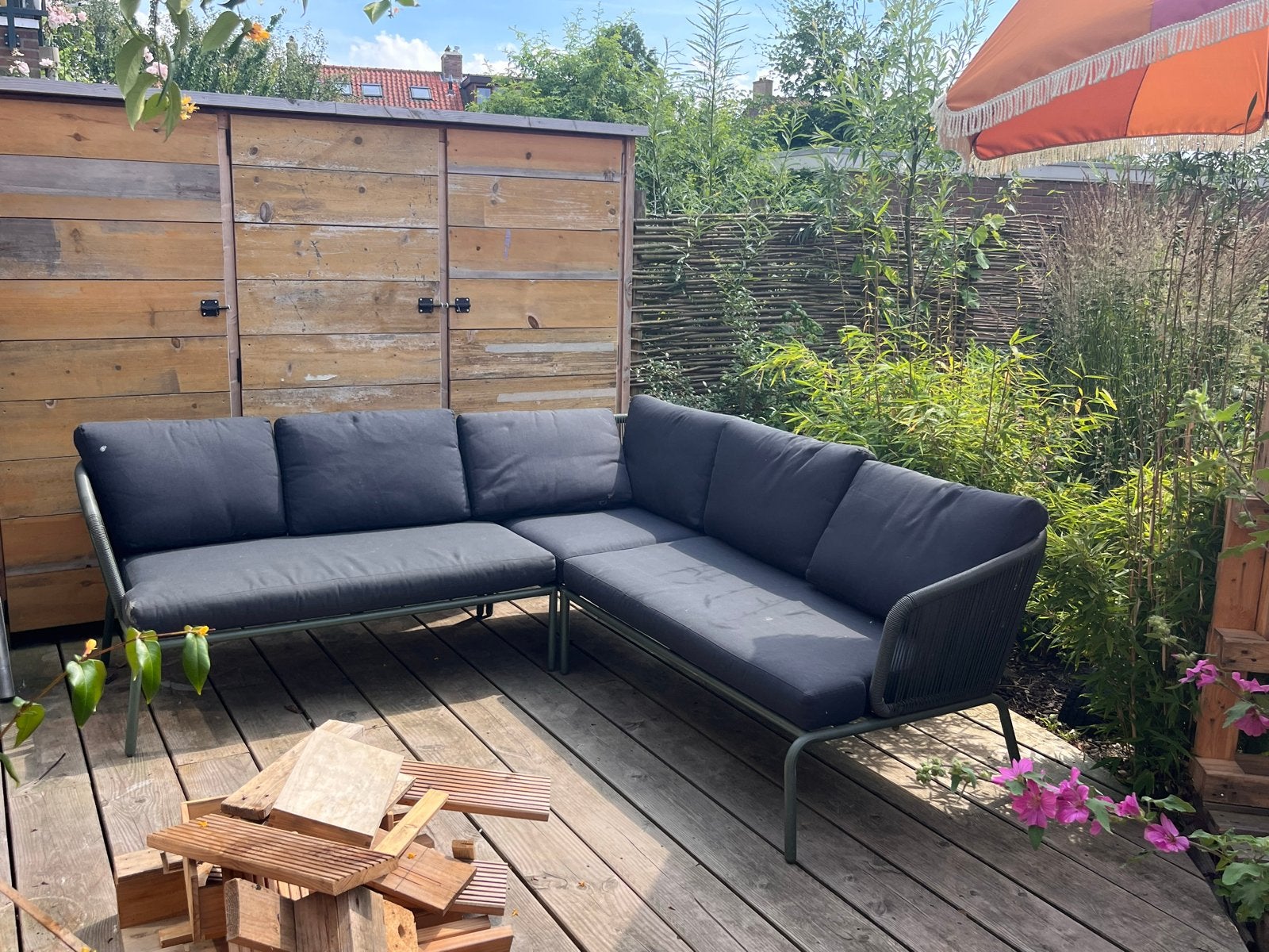 Karwei lounge set buitenbank, 5 zitplaatsen, Gebruikt, Aluminium, Ophalen of Verzenden