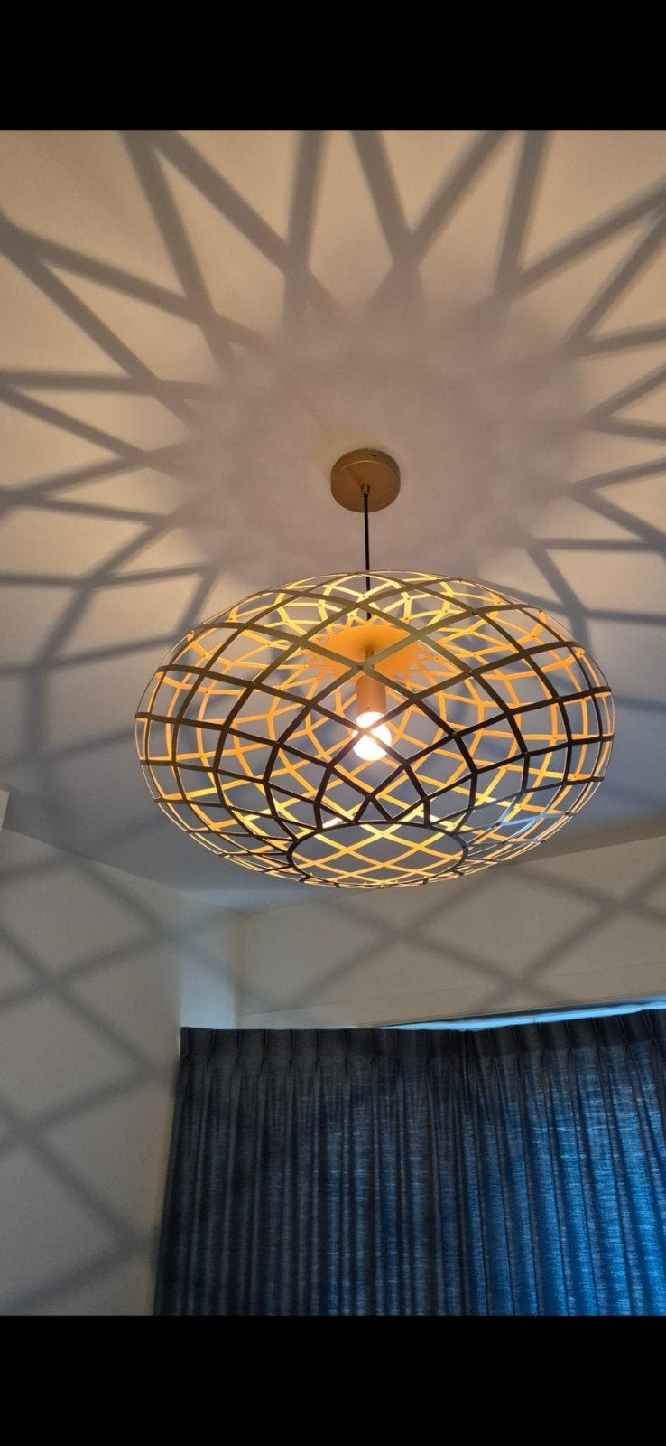 Prachtige gouden hanglamp van zware kwaliteit, Ophalen, Gebruikt, Metaal, Modern, Design