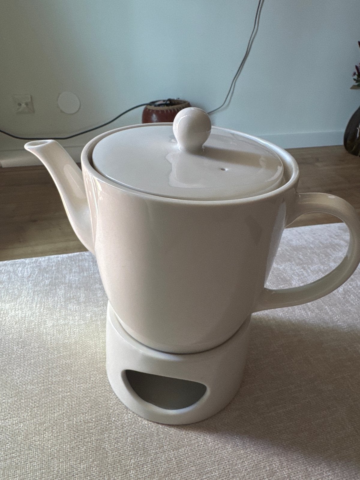 Witte theepot Royal Raja (Douwe Egberts) Pickwick 1L, Gebruikt, Steen/keramiek, Wit, Overige merken