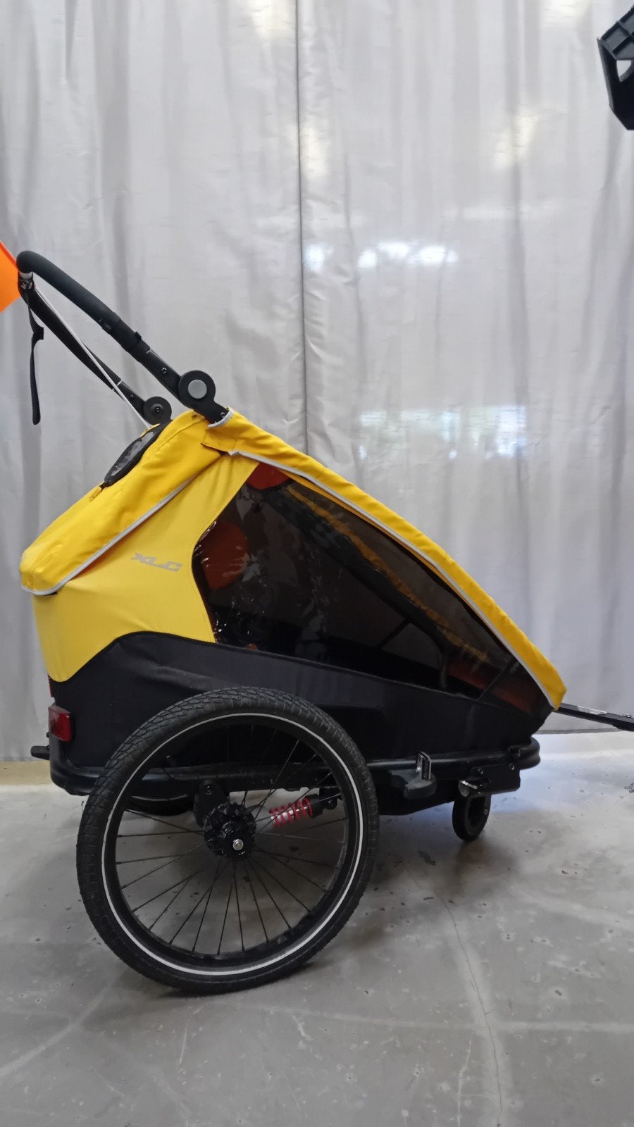 XLC DUO-S Kinderkar/Fietskar - Geel, Ophalen, Gebruikt, Opvouwbaar, Kinderkar