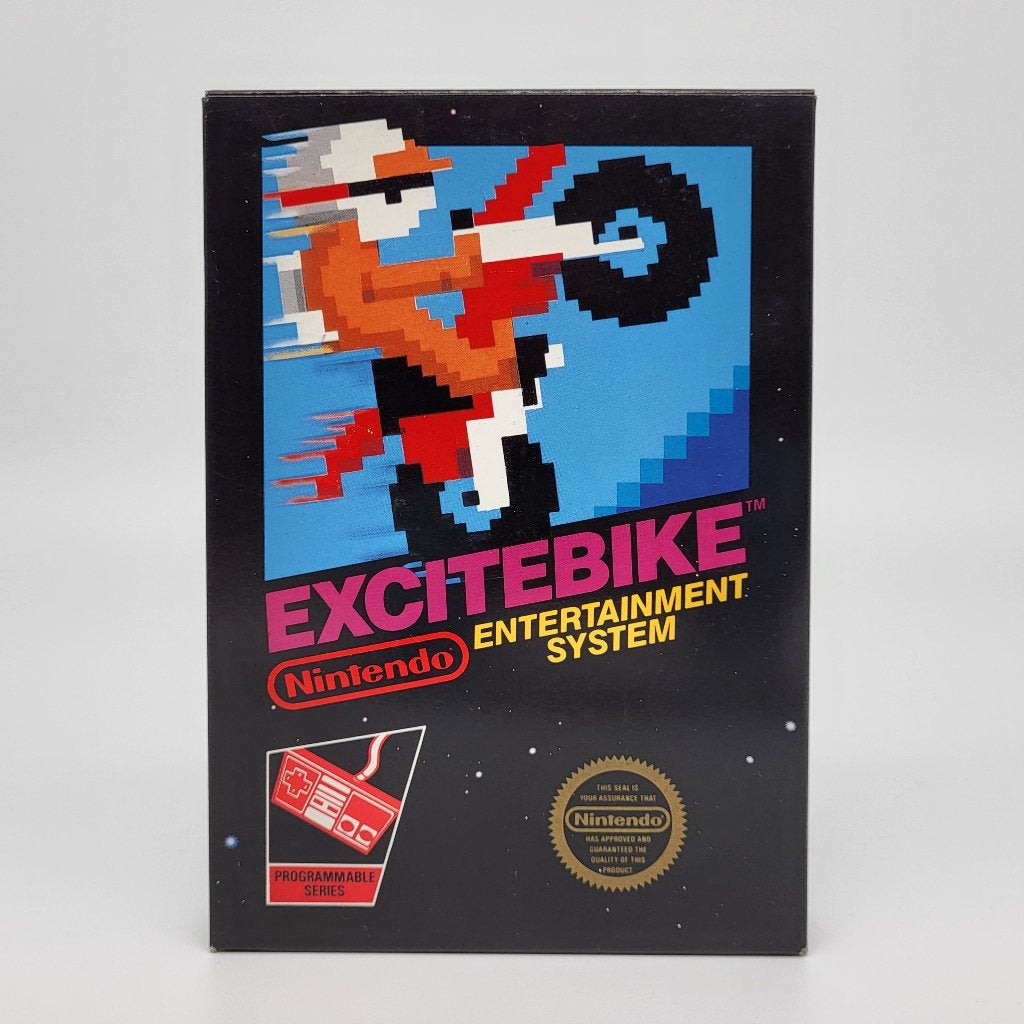 Excitebike - Nintendo NES - Hangtab - Early Print - NM - USA, Verzenden, 1 speler, Racen en Vliegen, Zo goed als nieuw