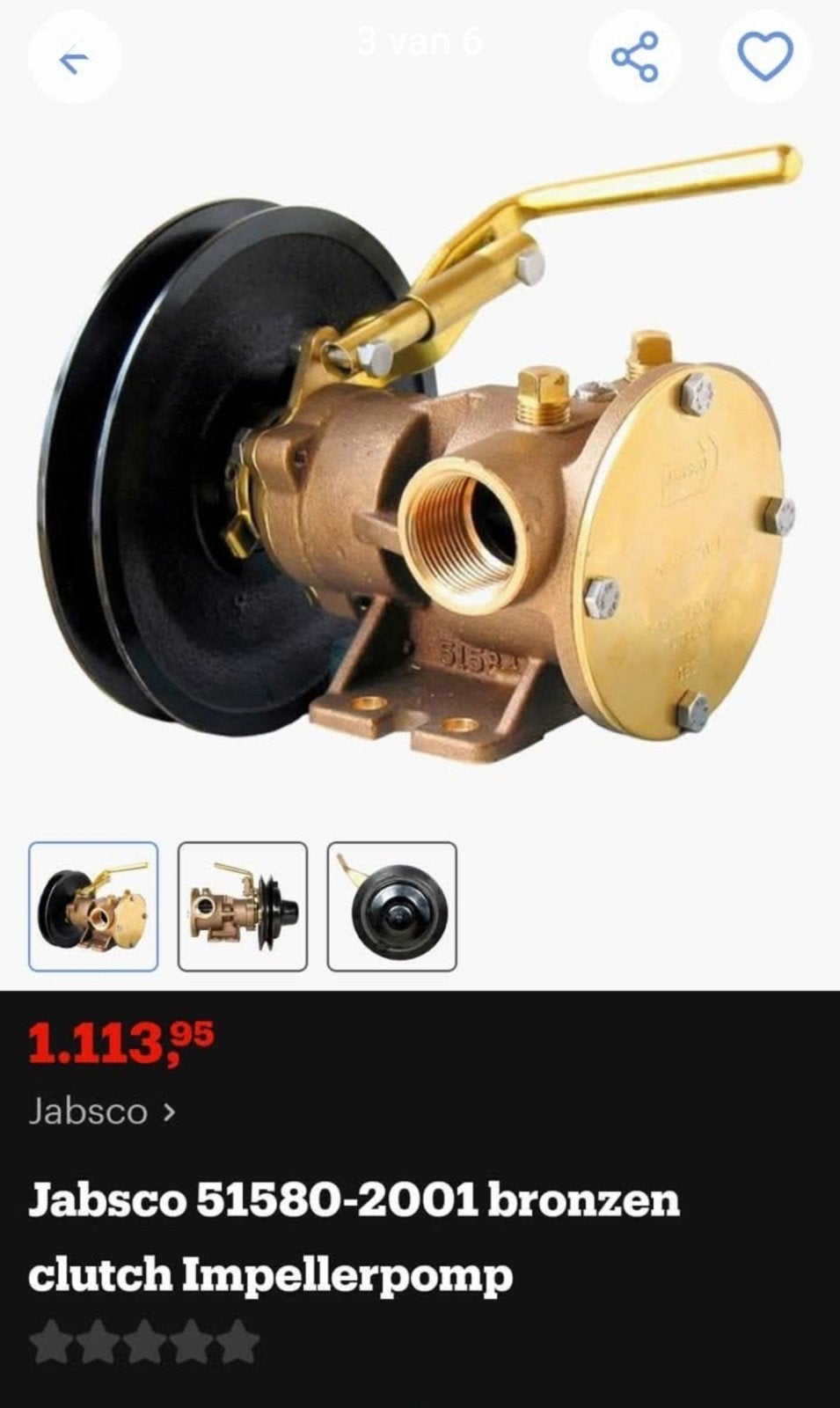 Jabsco waterpomp 2300-9005 bronzen impellerpomp, Ophalen