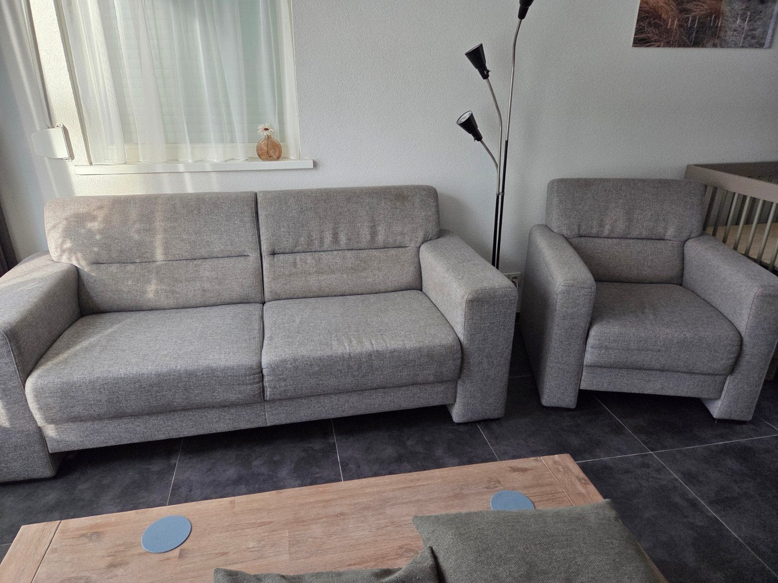 Fijne 2,5 zits bank met 2 bijpassende fauteuils, Ophalen, Gebruikt, 150 tot 200 cm, 75 tot 100 cm
