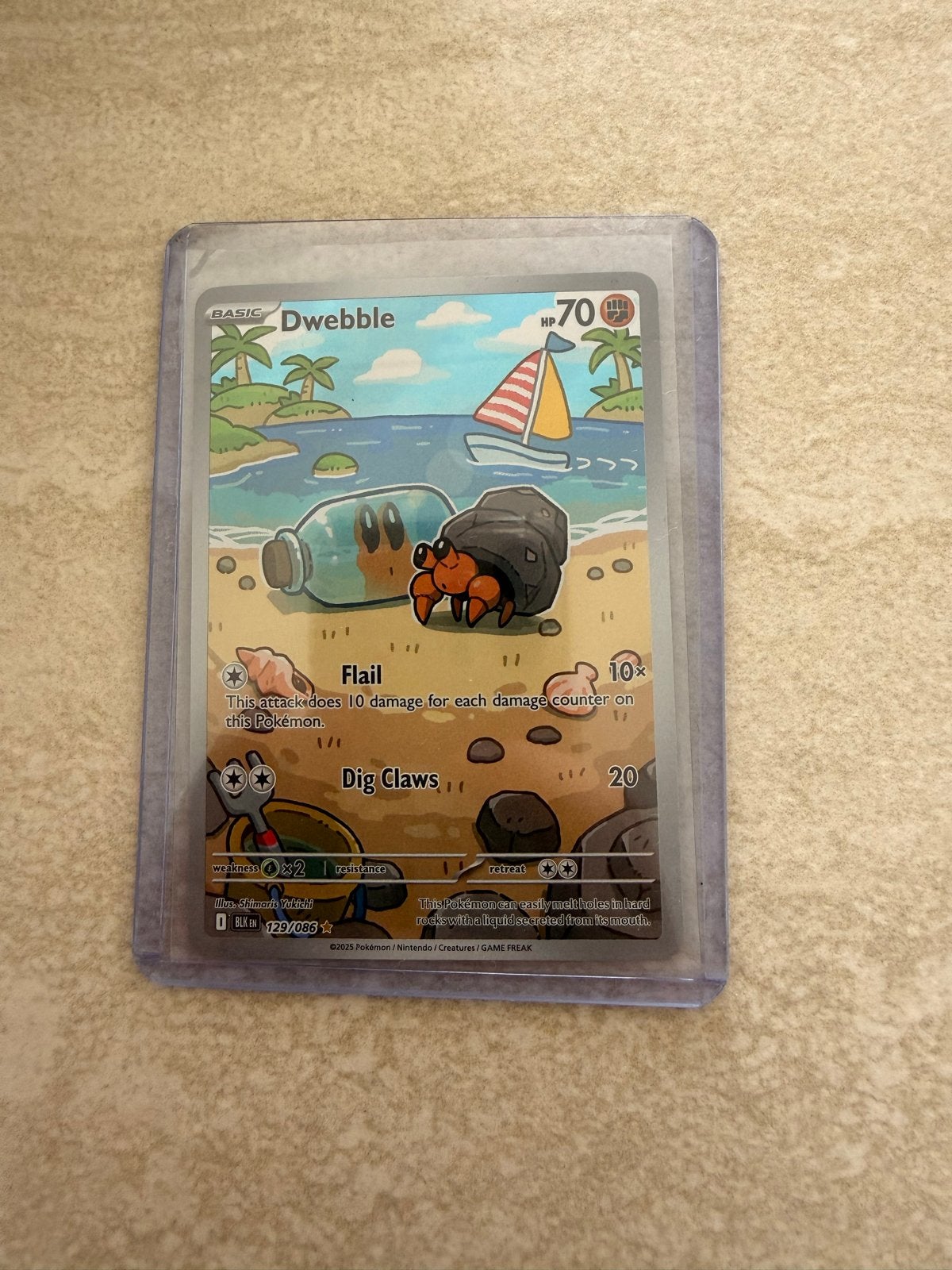 Dwebble Black Bolt 129/086 Pokémon Kaart, Ophalen of Verzenden, Zo goed als nieuw, Losse kaart